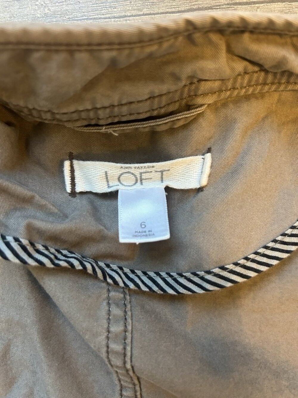 Ann Taylor LOFT Jacket Size 6 Brown Military Style Full Zip Belted Snap Pockets - Picture 10 of 10